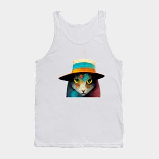 Surreal, Super cool cat wearing a hat, colorful Tank Top